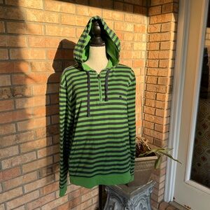 Brooks Brothers 346 Green & Navy Striped Hoodie Pullover Men’s Medium Casual